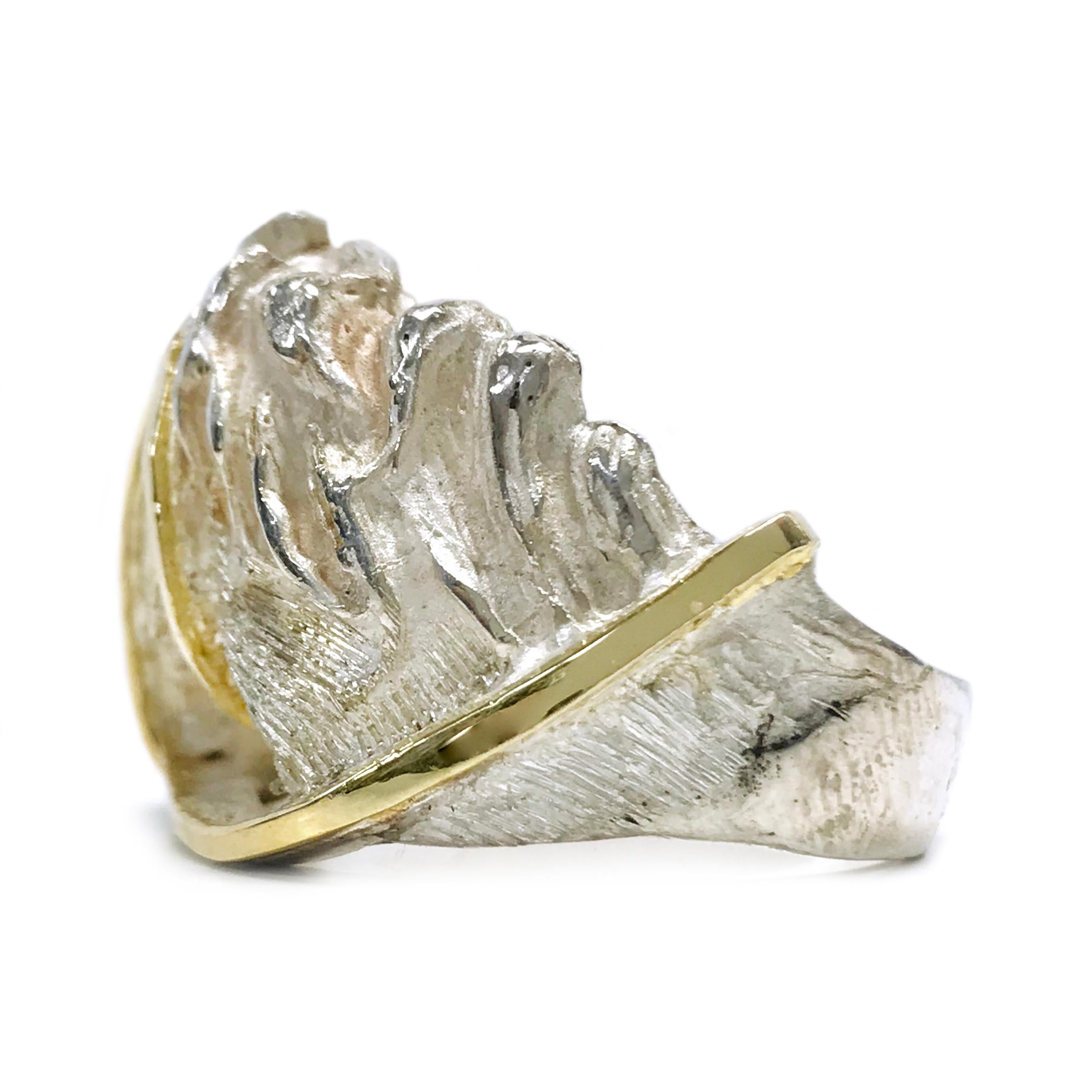 18 Karat Gold Sterlingsilber Pferdekopf-Ring im Zustand „Neu“ im Angebot in Palm Desert, CA