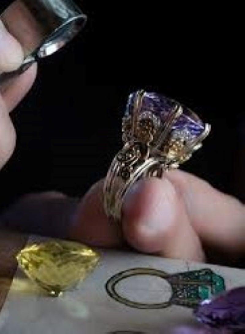 For Sale:  18 Karat Gold, Sterling Silver, Lemon Topaz and Diamond Victorian Cocktail Ring 3