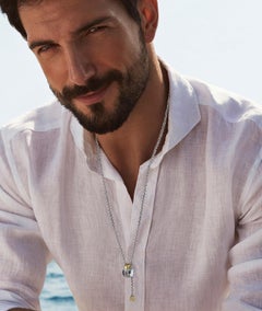 18 Karat Gold and Sterling Silver Men's Adjustable-Length Scarab Necklace