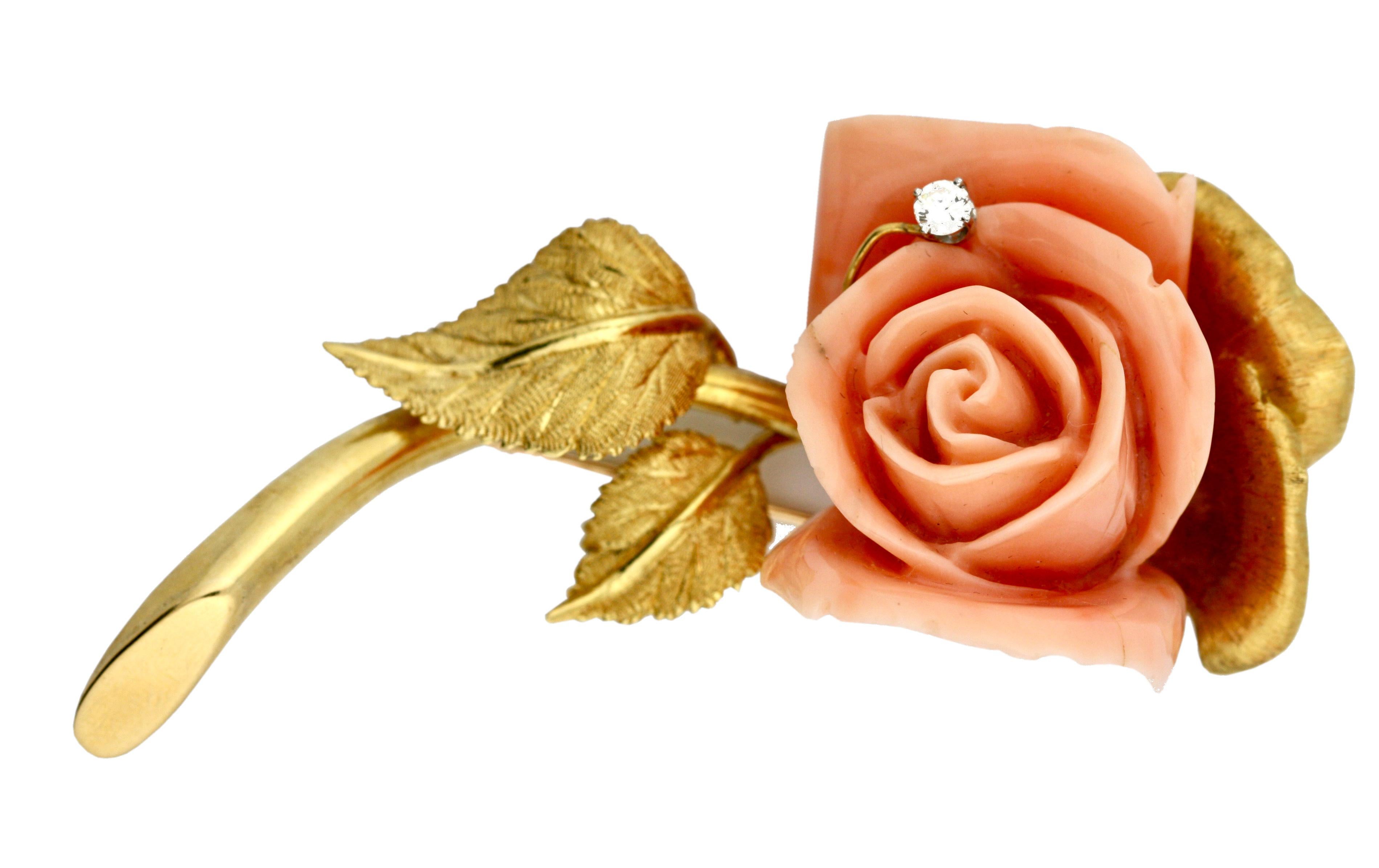 Taille ronde Broche fleur en or 18 carats, pierres et diamants en vente
