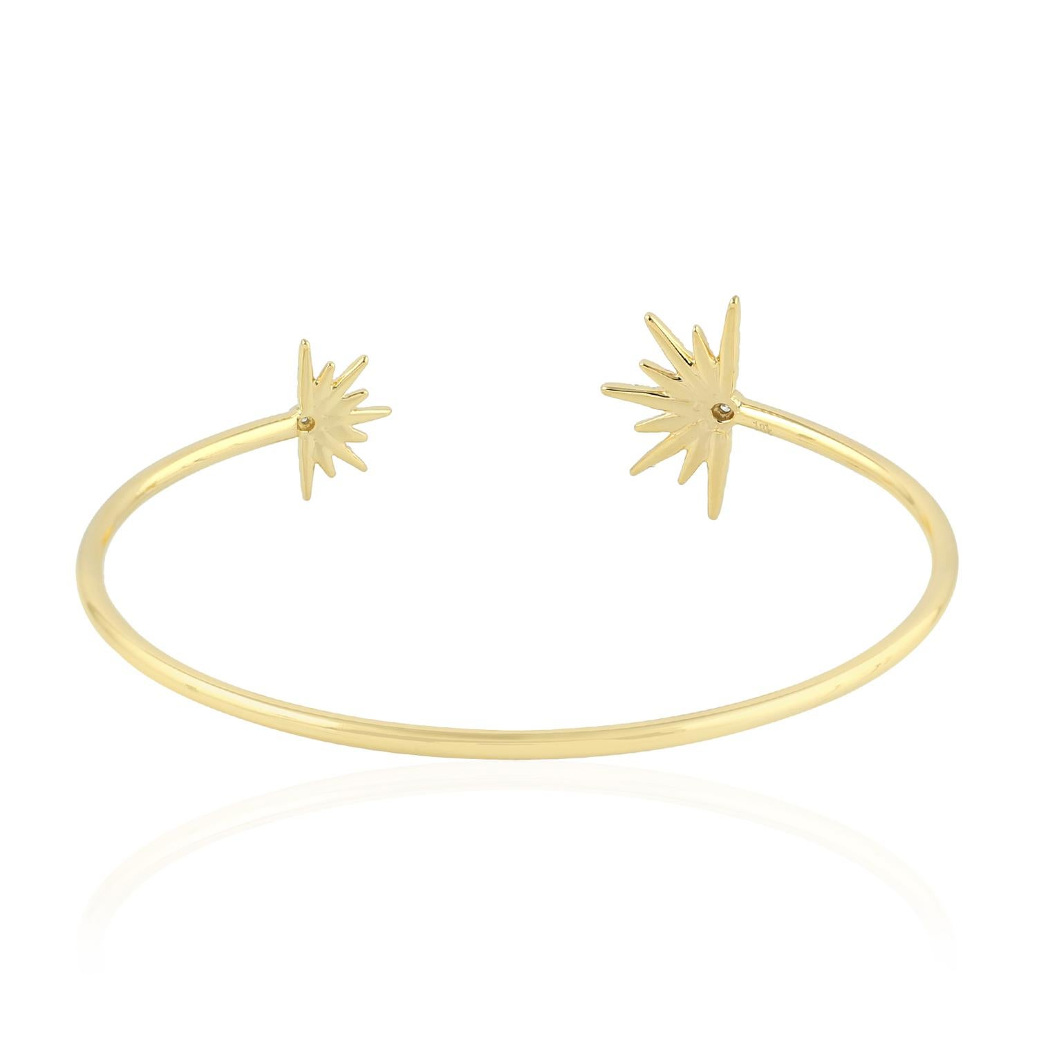 Cast from 18-karat gold, these bangle is hand set with .30 carats of sparkling diamonds. Available in rose, yellow & white gold. See other matching pieces that compliments with Sun collection.

FOLLOW  MEGHNA JEWELS storefront to view the latest