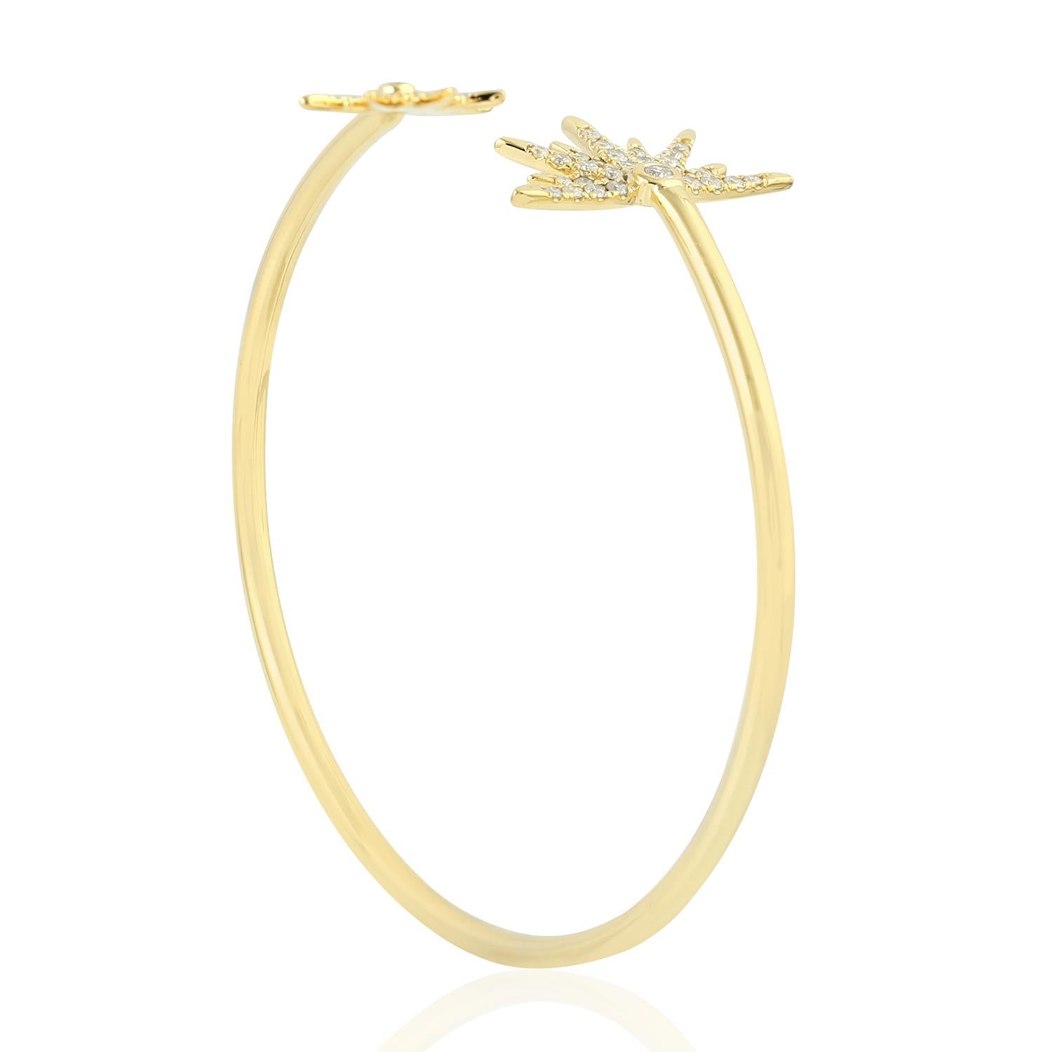 Moderne Bracelet jonc soleil en or 18 carats et diamants en vente
