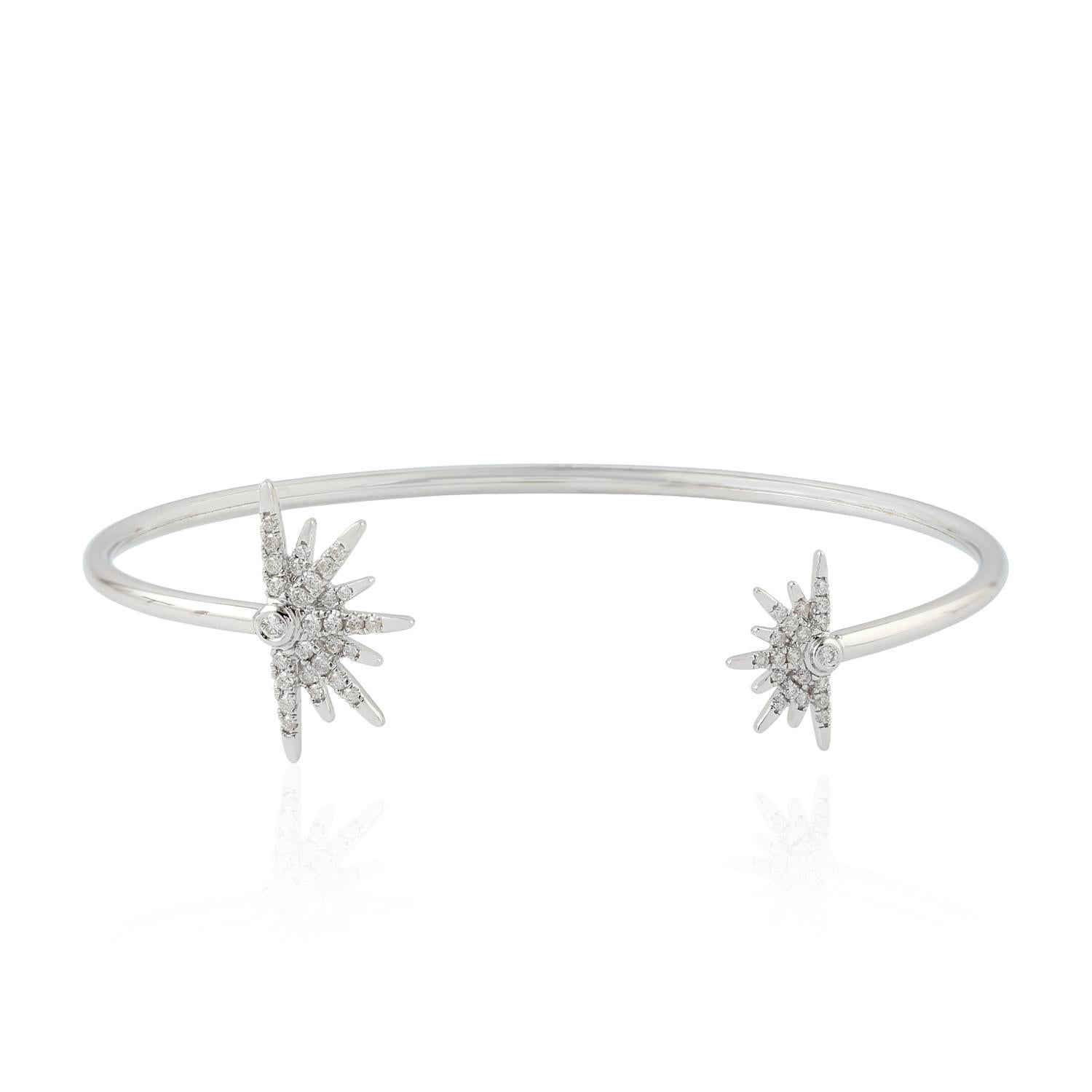 Taille simple Bracelet jonc soleil en or 18 carats et diamants en vente