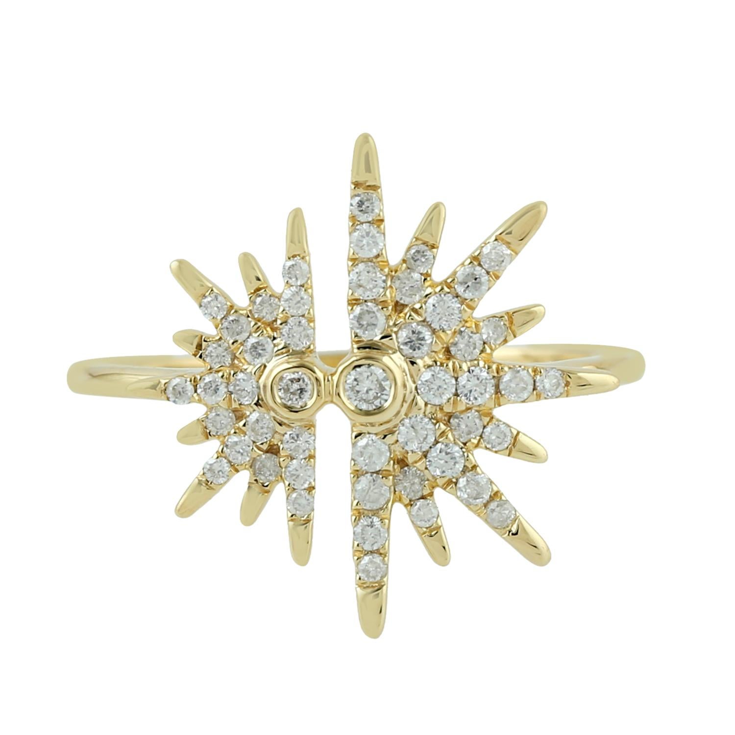 18 Karat Gold Sun Diamond Stud Earrings For Sale 1