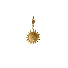18 Karat Gold Sun Earring, Small with Top Wesselton VVS Diamonds