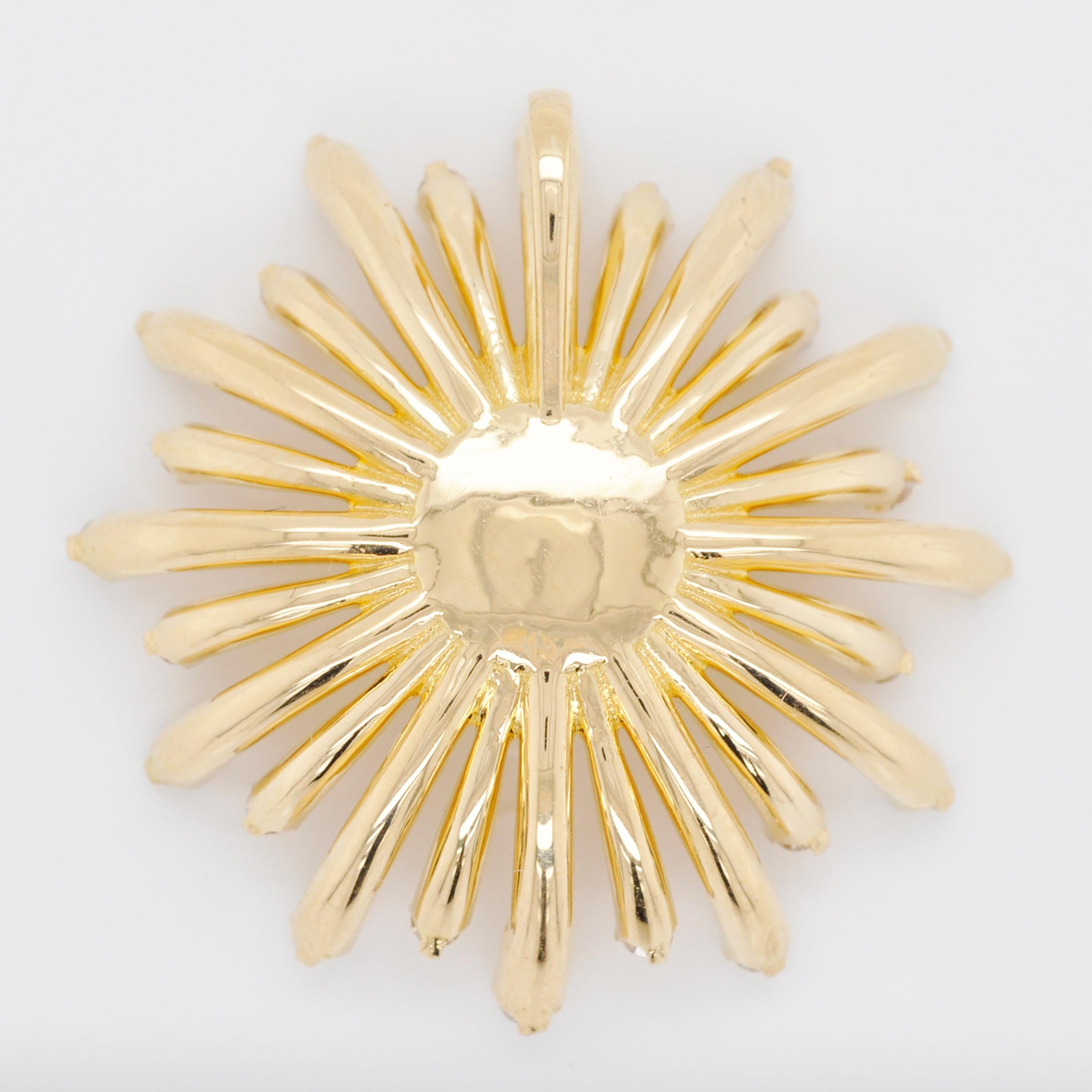 Collier pendentif en or 18 carats avec perle de tournesol et diamant en vente 2