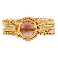 18 Karat Gold Sunstone solitaire Ring with Granulation