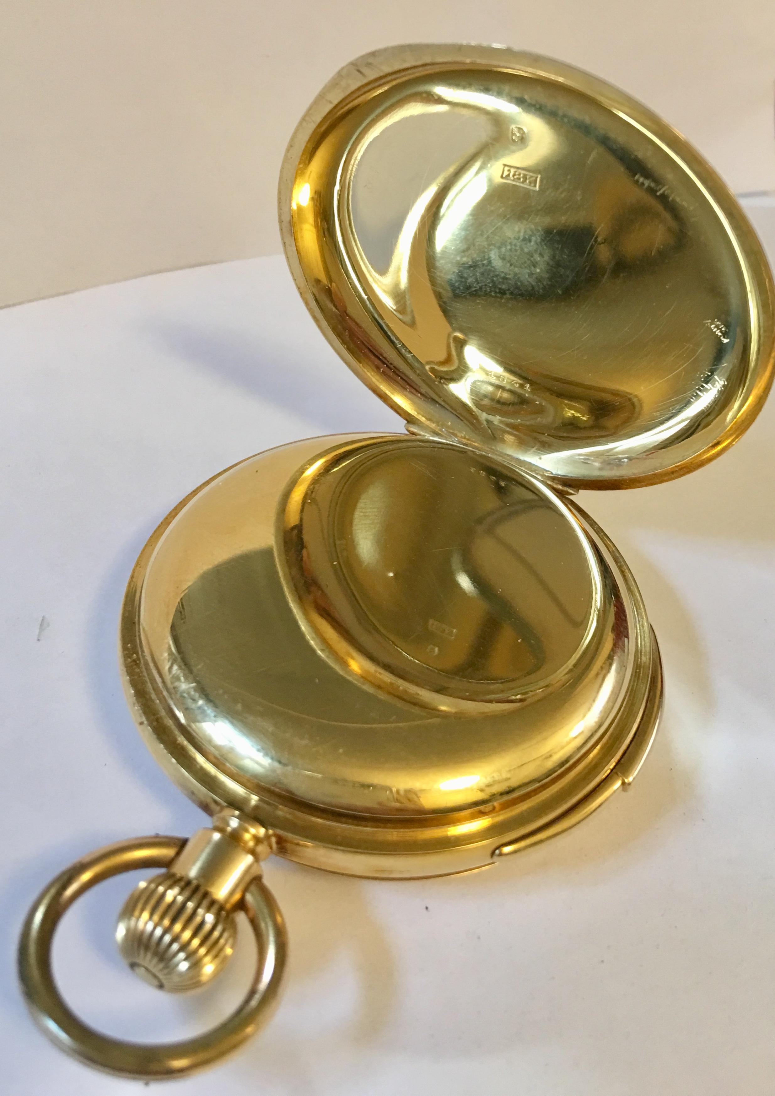 Early 20th Century 18-Karat Gold Swiss Half Hunter Minute Repeater Pocket Watch