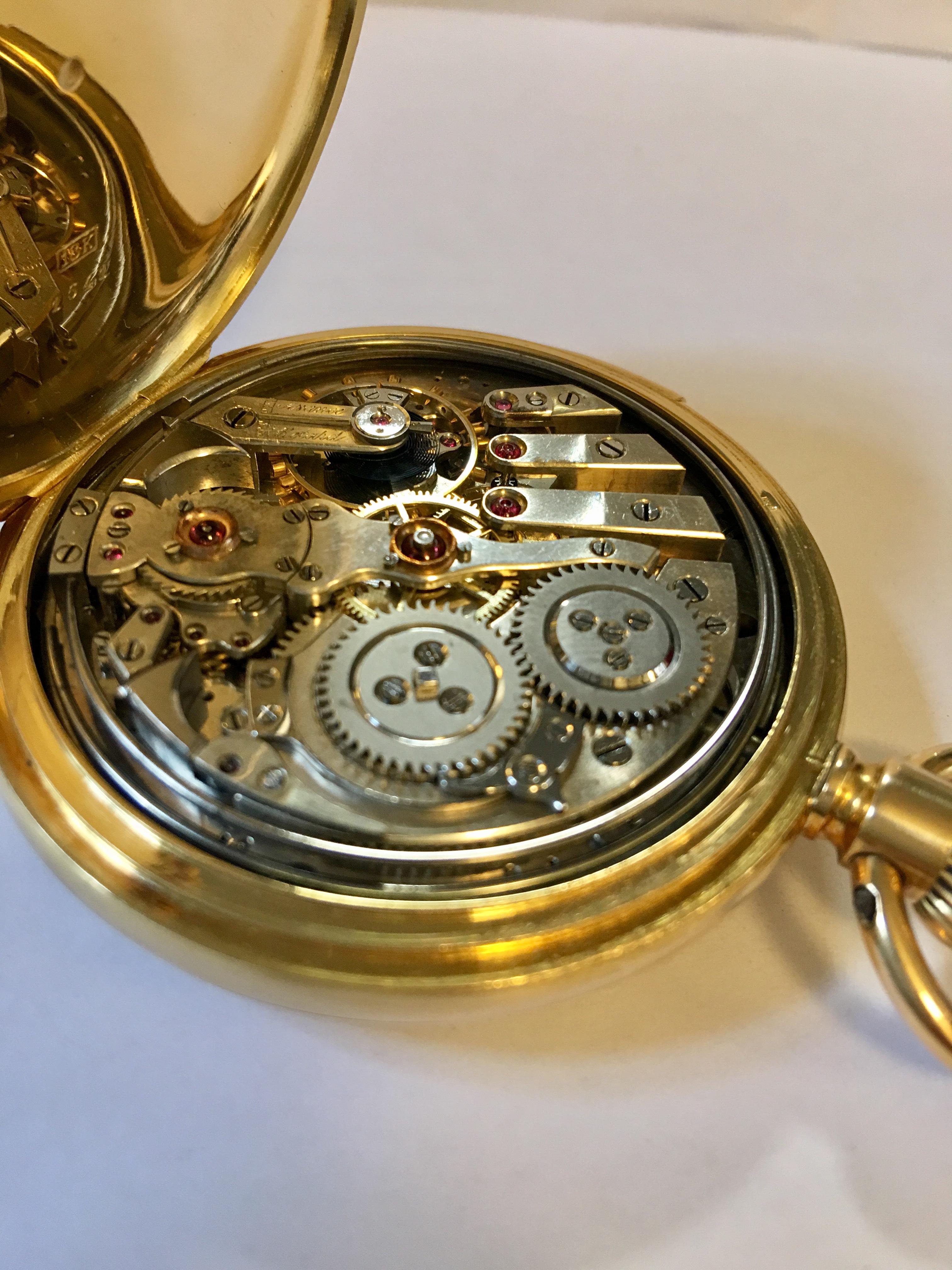 18-Karat Gold Swiss Half Hunter Minute Repeater Pocket Watch 2