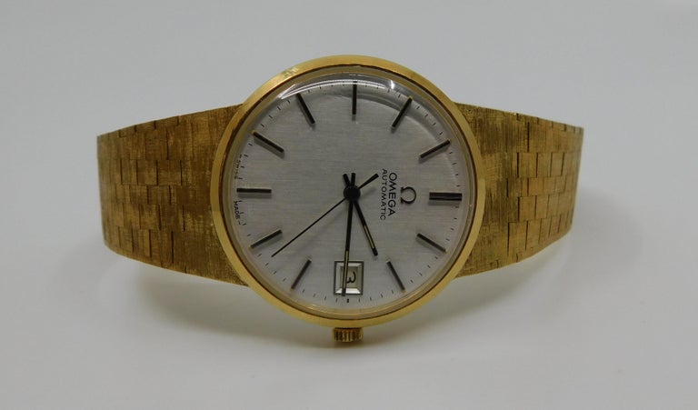 18 Karat Gold Swiss Omega Automatic Mans Wrist Watch For Sale At 1stdibs