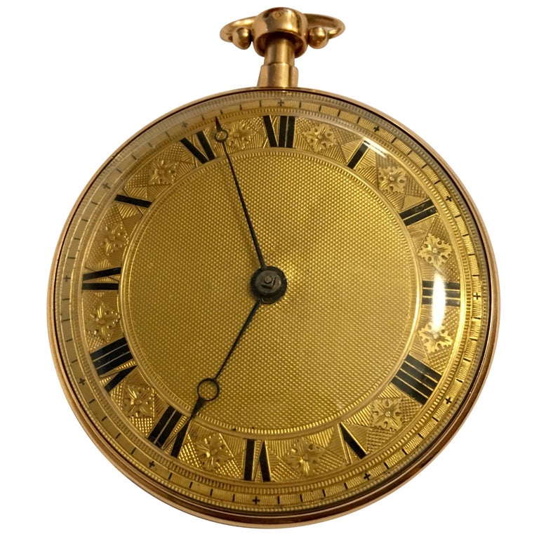 18 Karat Gold Swiss Verge Minute Repeater Pocket Watch For Sale at 1stdibs