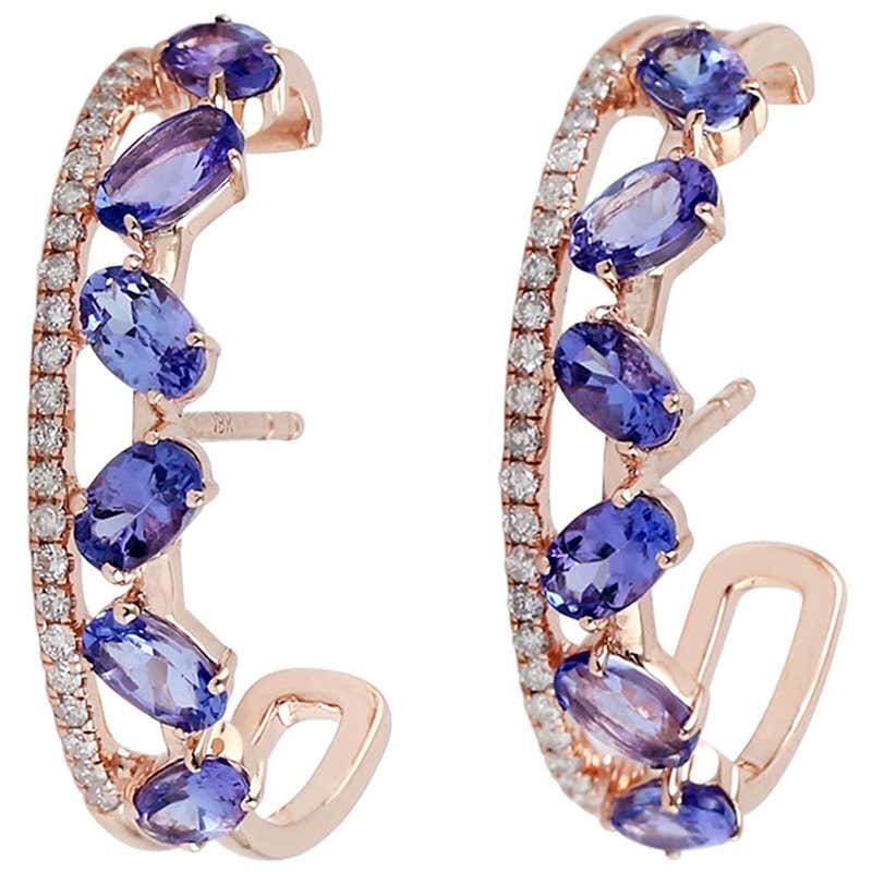 Tanzanite hoops Clearance