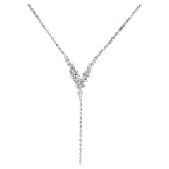 18 Karat Gold Tassel Necklace Long Dangle Lariat Necklace with Diamonds 