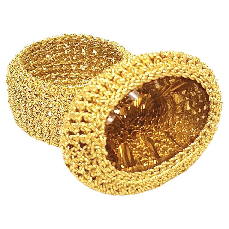 18 Karat Gold Thread Crochet Smokey Quartz Ring For Sale at 1stDibs
