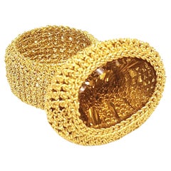 Vintage 18 Karat Gold Thread Crochet Ring Citrine