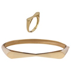 18 Karat Yellow Gold Tie Bracelet and Ring, Set. Sustainable Fine Jewelry