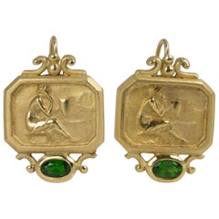 Boucles d'oreilles Athena en or jaune 18 carats avec tourmaline verte de SeidenGang