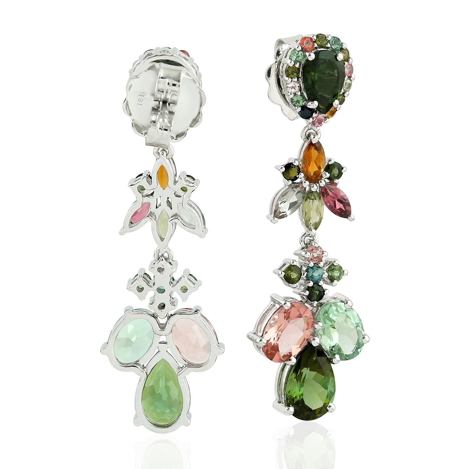 Moderne Boucles d'oreilles en or 18 carats et tourmaline en vente