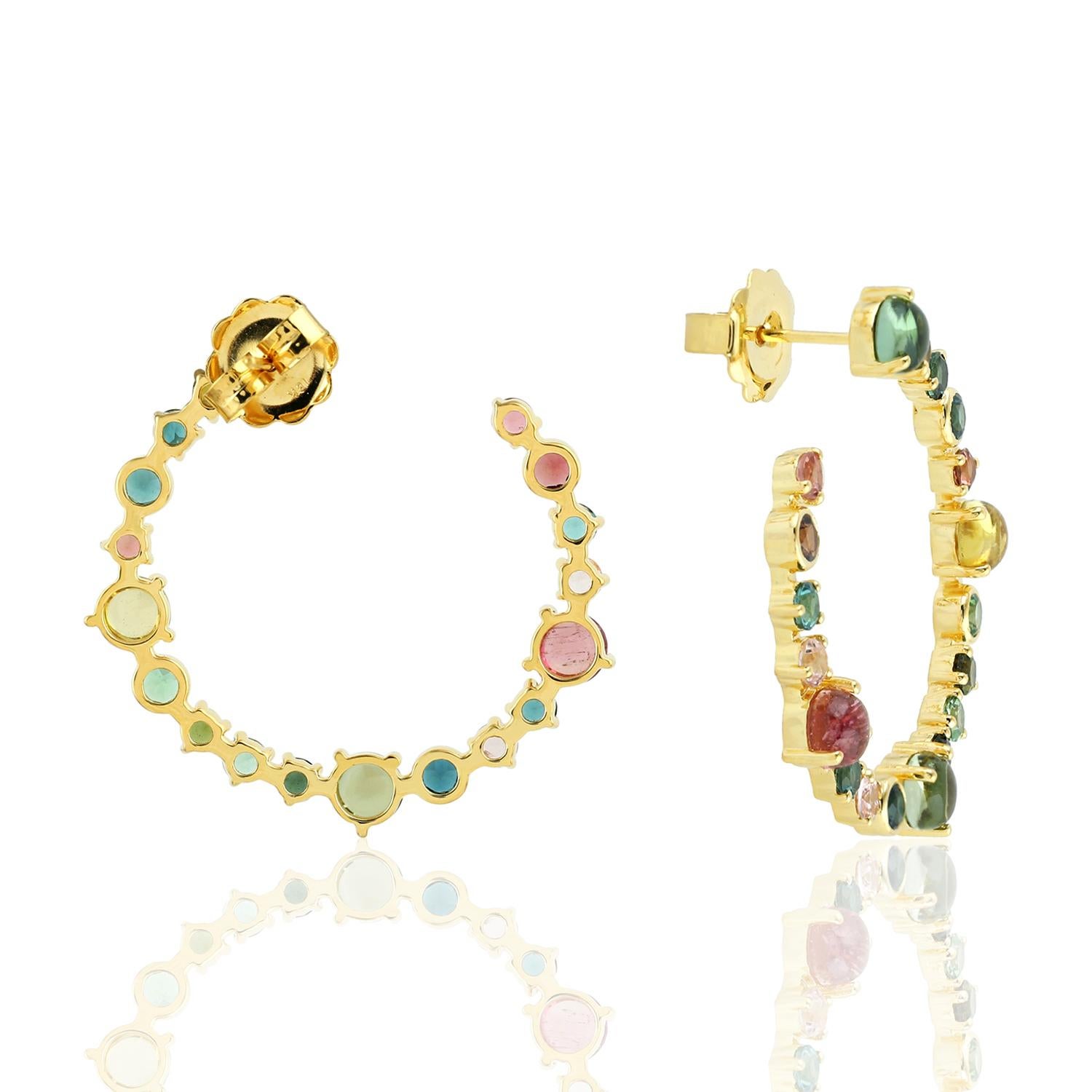 Turmalin-Ohrringe aus 18 Karat Gold (Moderne) im Angebot