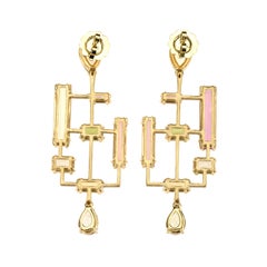 Pendientes Mondrian Turmalina Peridoto Zafiro Oro 18 Kilates
