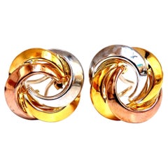 18 Karat Gold Tri-Color Circular Clip Earrings*