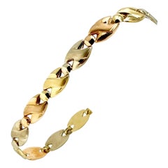 18 Karat Gold Tri Tone Fancy Link Ladies Bracelet