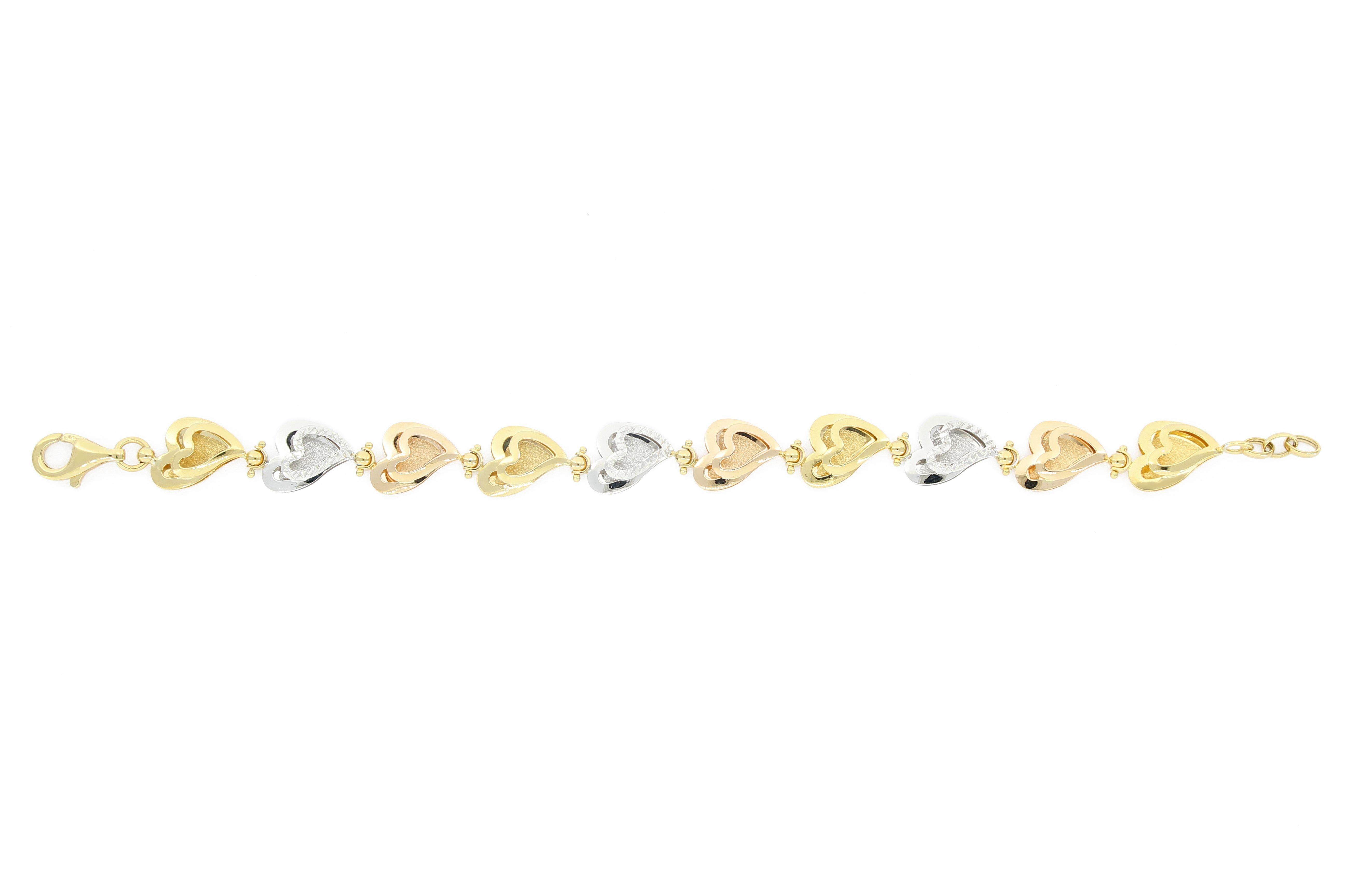 Contemporary 18 Karat Gold Tricolor Bracelet For Sale