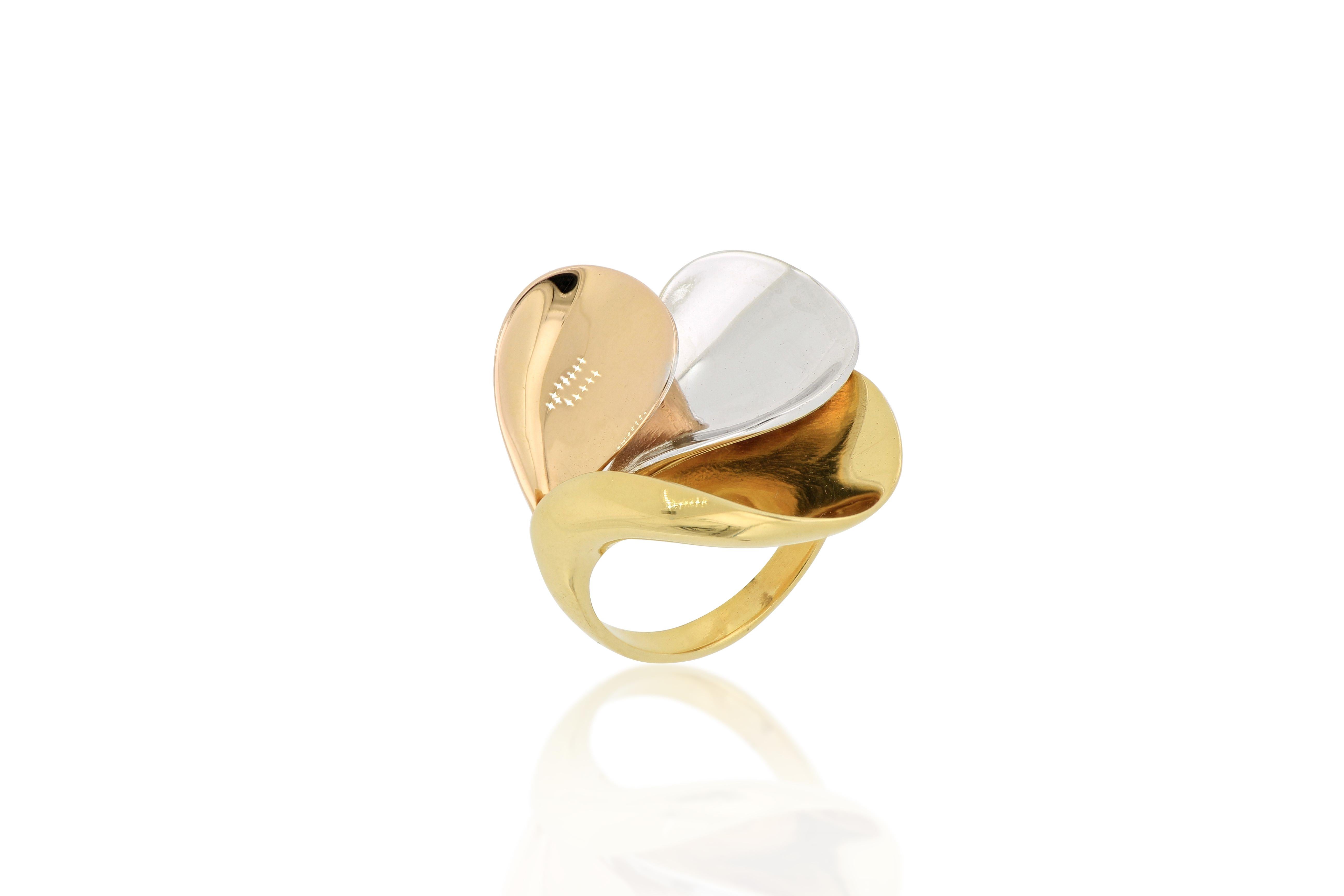 Contemporary 18 Karat Gold Tricolor Ring For Sale