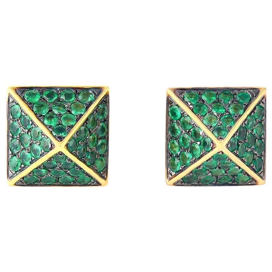 Spike Tsavorite 18 Karat Gold Stud Earrings For Sale