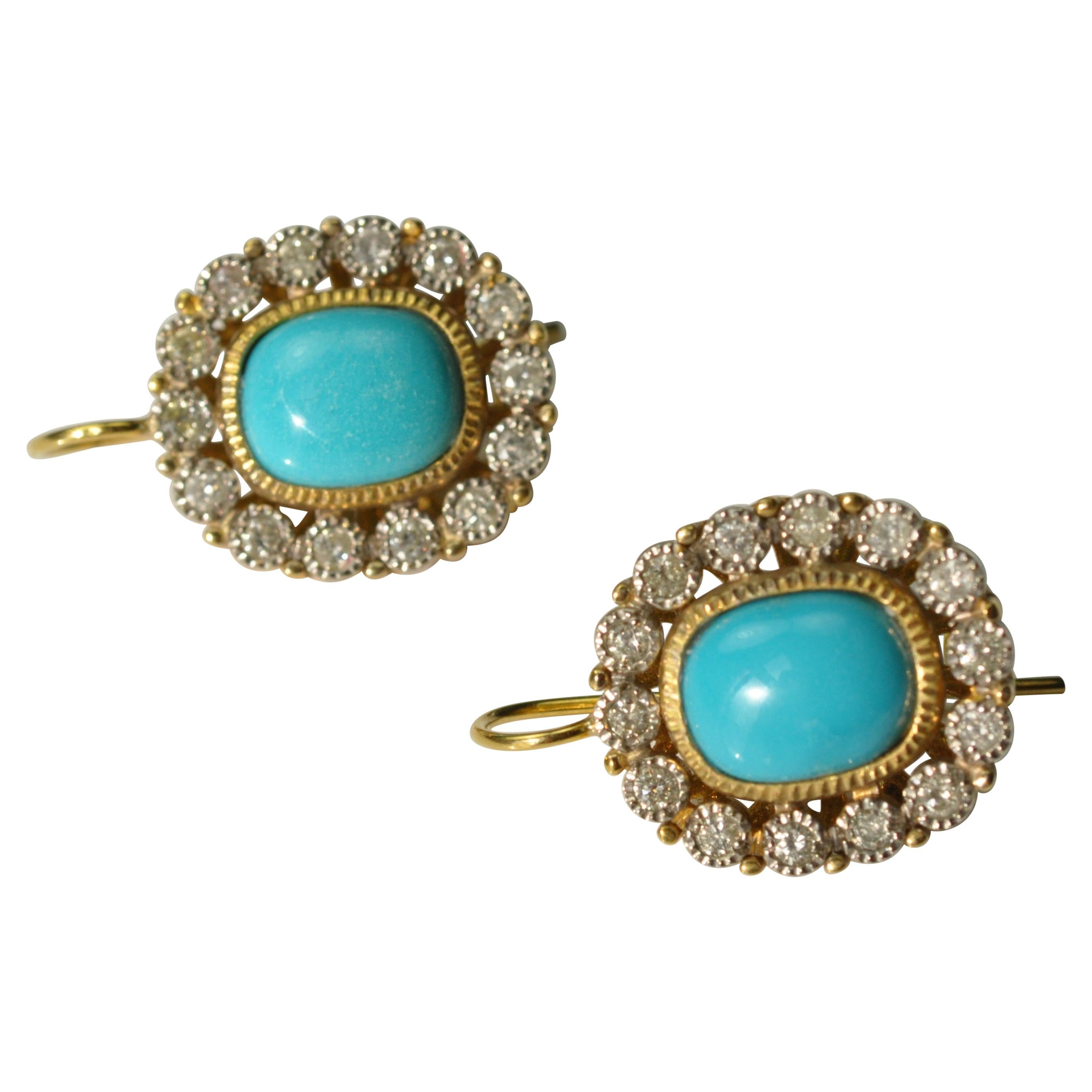 Turquoise and Gold Earrings at 1stDibs