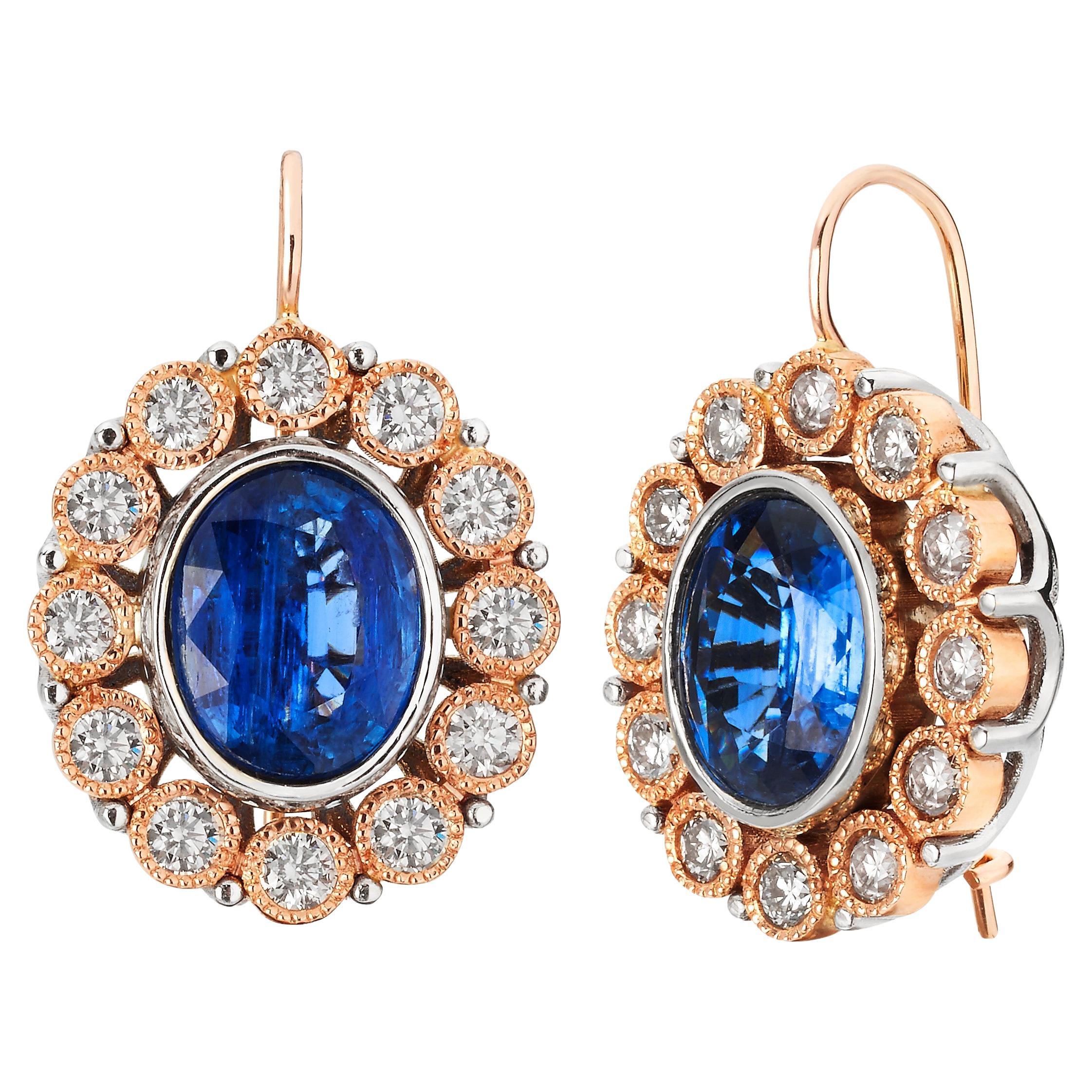 18 Karat Gold Turquoise and Diamond Earrings Suneera For Sale