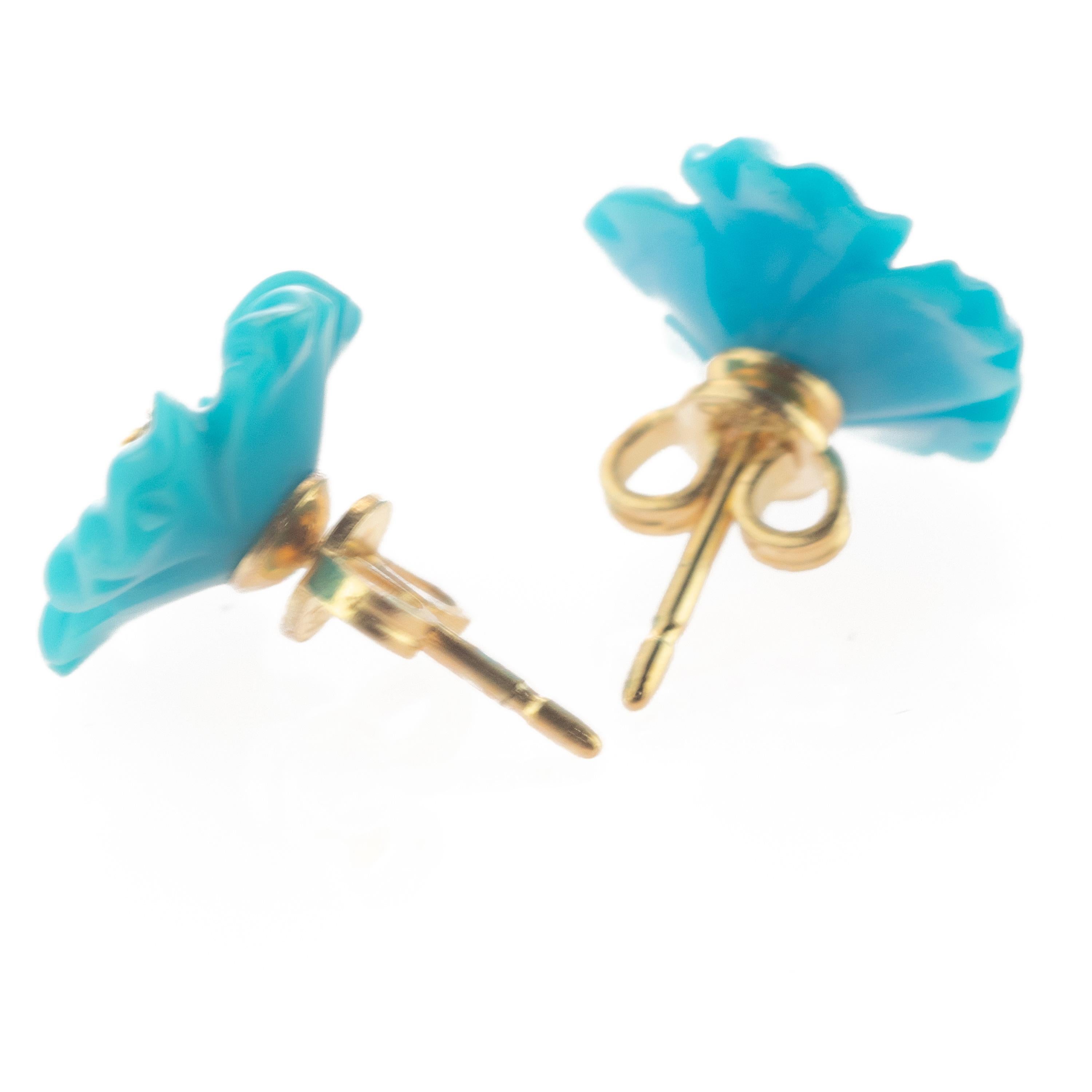 turquoise flower stud earrings