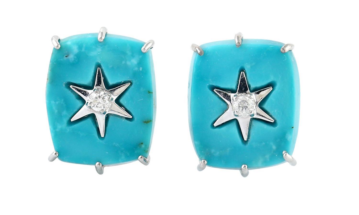 square turquoise stud earrings