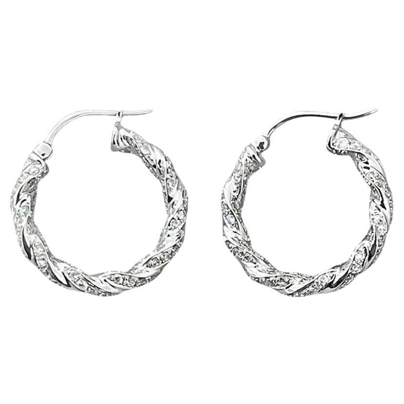 18 Karat Gold Twisted Diamond Earrings For Sale