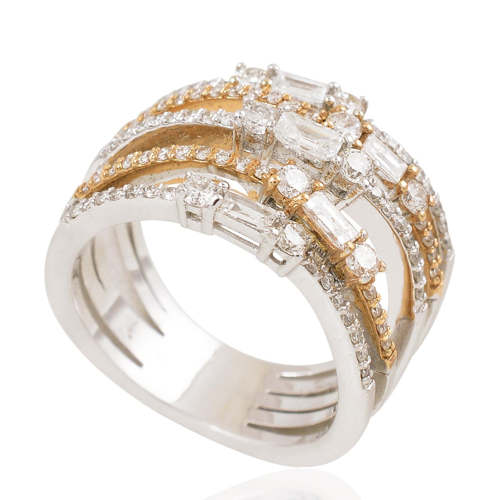 For Sale:  18 Karat Gold Two-Tone Diamond Ring 3