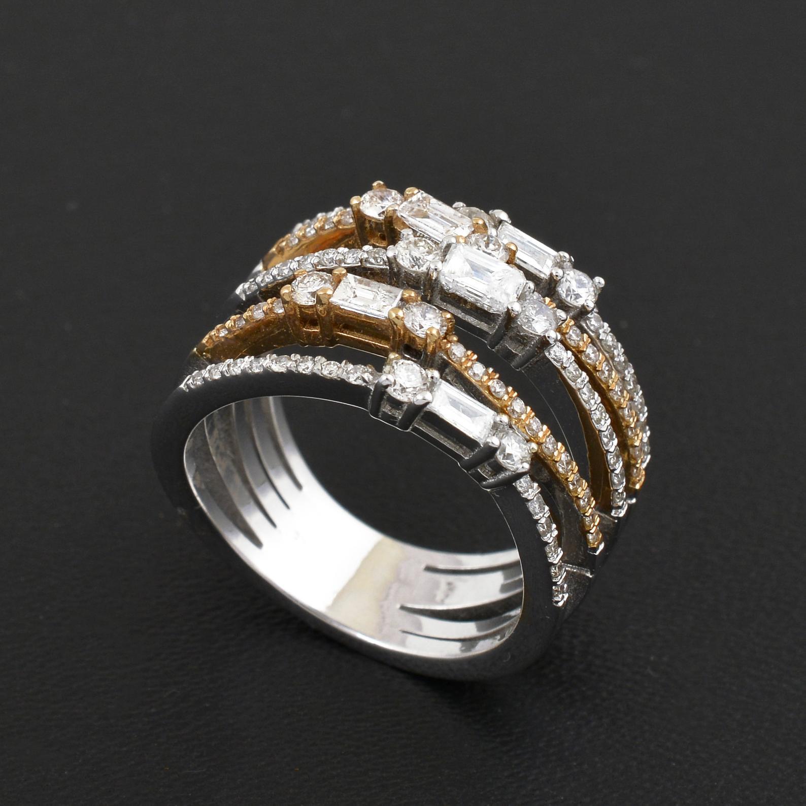 For Sale:  18 Karat Gold Two-Tone Diamond Ring 4