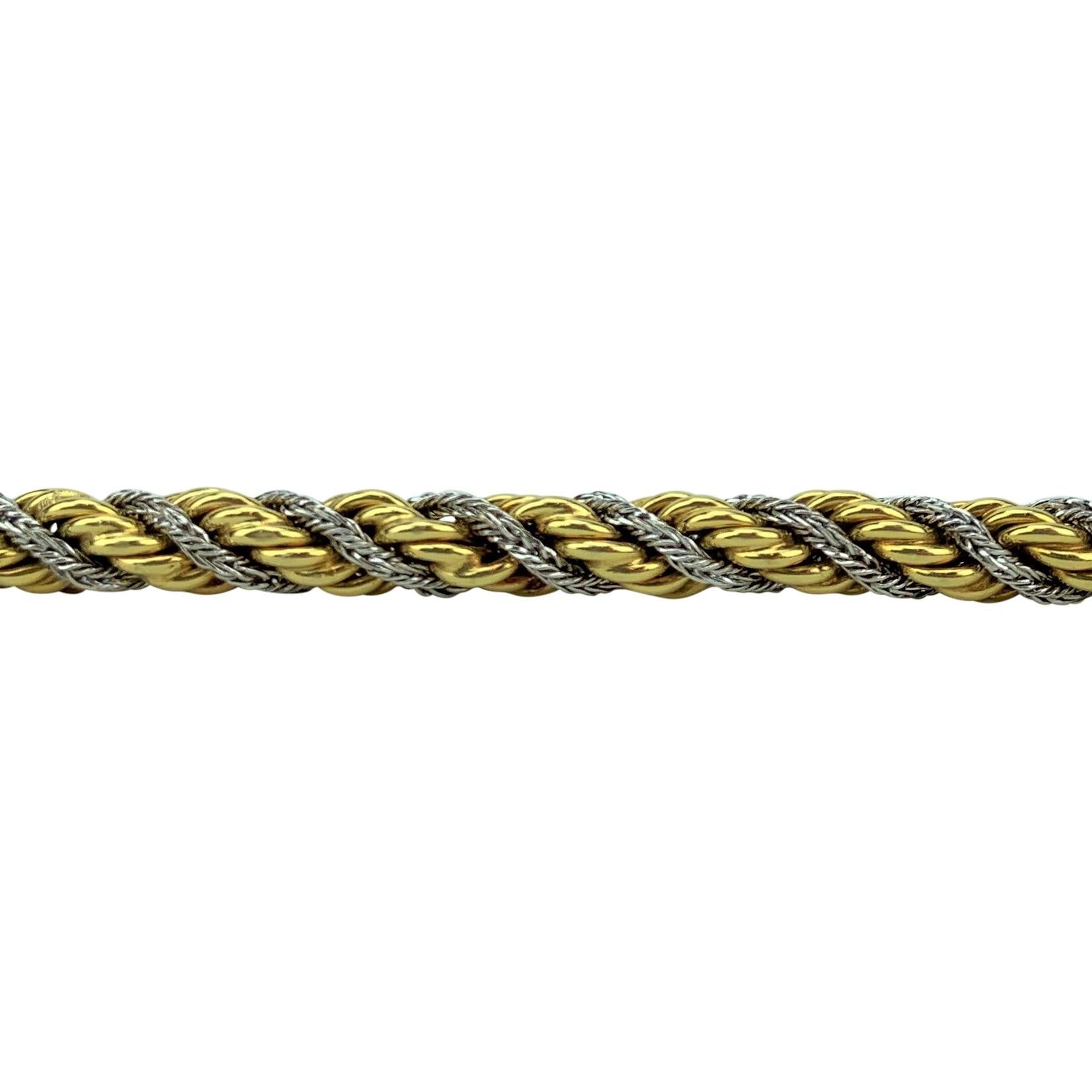 Women's 18 Karat Gold Two-Tone Vintage 1975 Grosse Twist Rope Bracelet