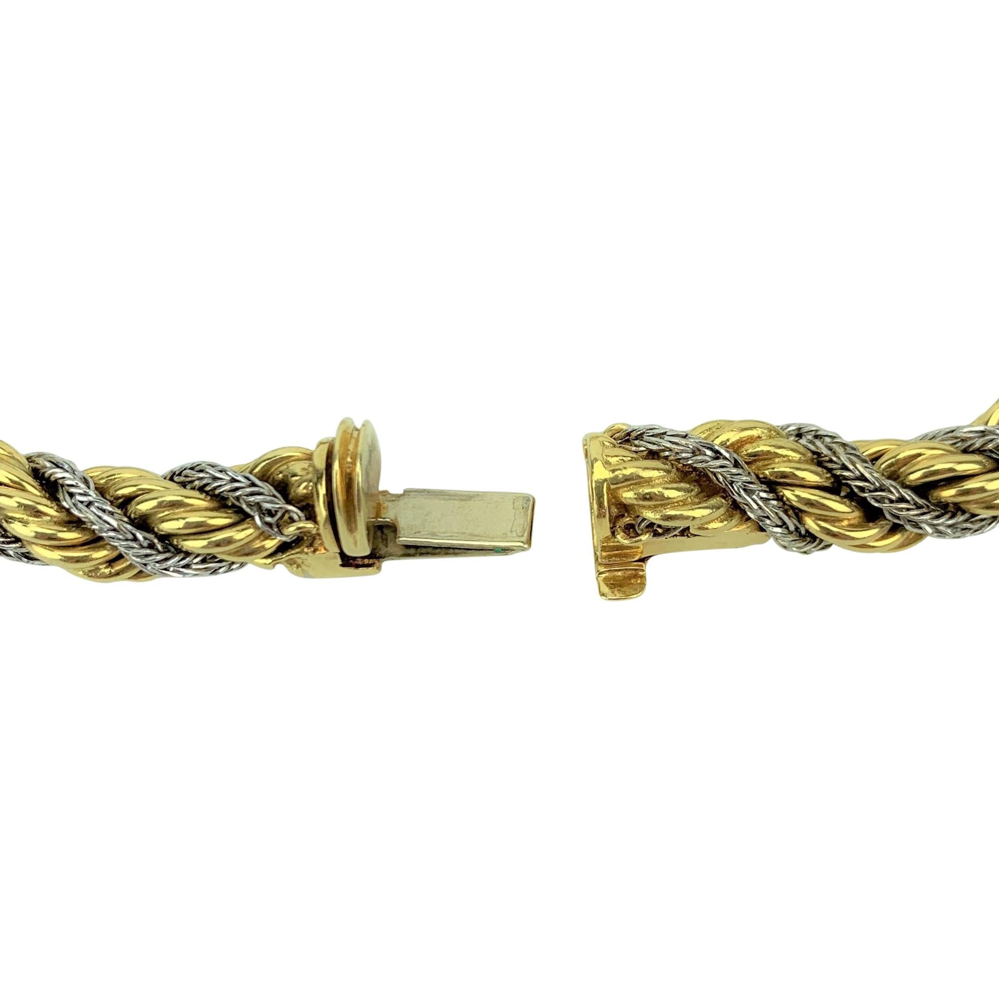 18 Karat Gold Two-Tone Vintage 1975 Grosse Twist Rope Bracelet 1
