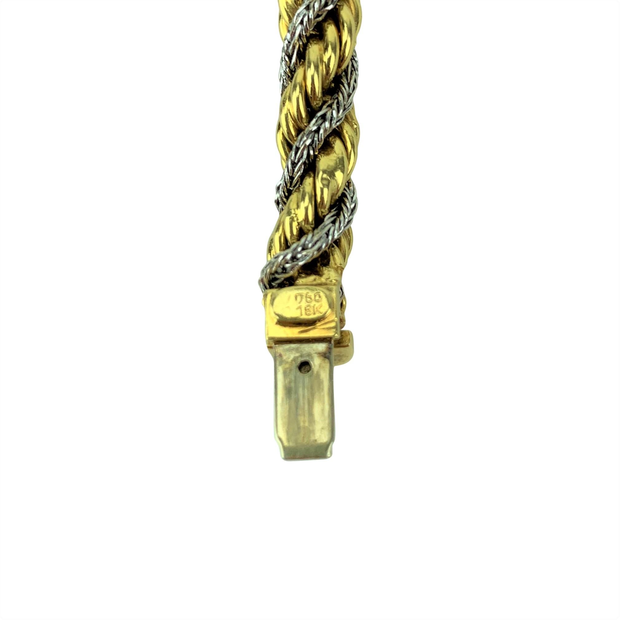 18 Karat Gold Two-Tone Vintage 1975 Grosse Twist Rope Bracelet 2