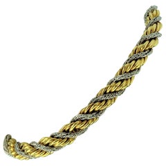 18 Karat Gold Two-Tone Vintage 1975 Grosse Twist Rope Bracelet