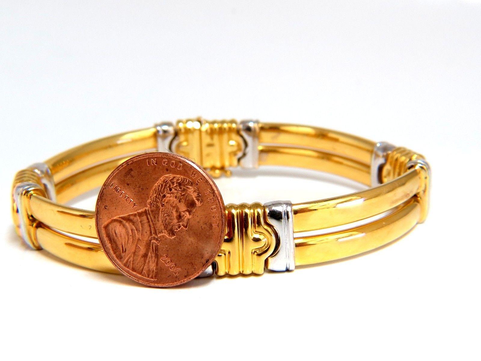18 Karat Gold Two-Toned Slim Cuff Bracelet Byzantine Mod 1