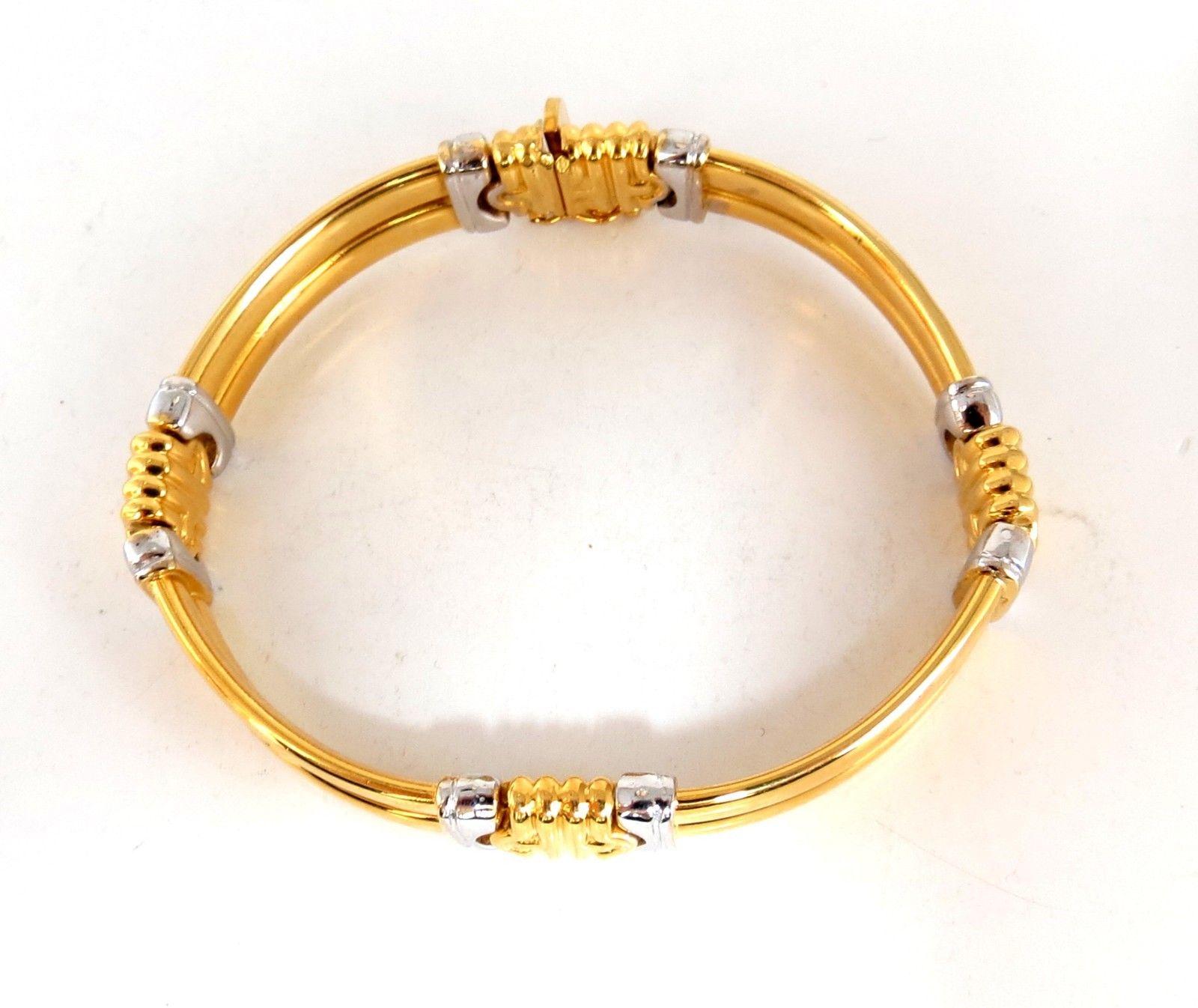 18 Karat Gold Two-Toned Slim Cuff Bracelet Byzantine Mod 2