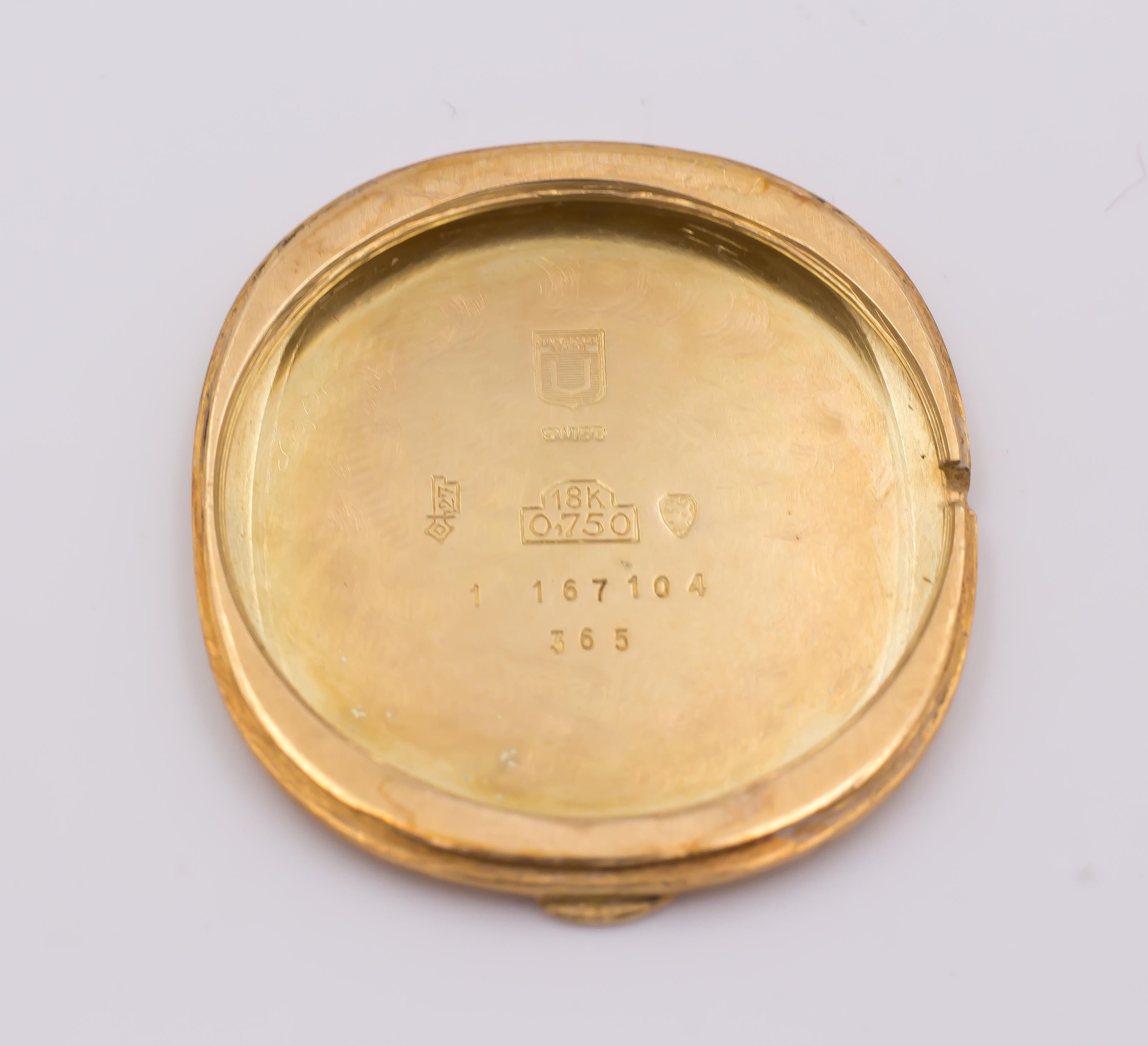 18 Karat Gold Universal Genève Golden Shadow Automatic Wristwatch, 1950s In Good Condition For Sale In Bologna, IT