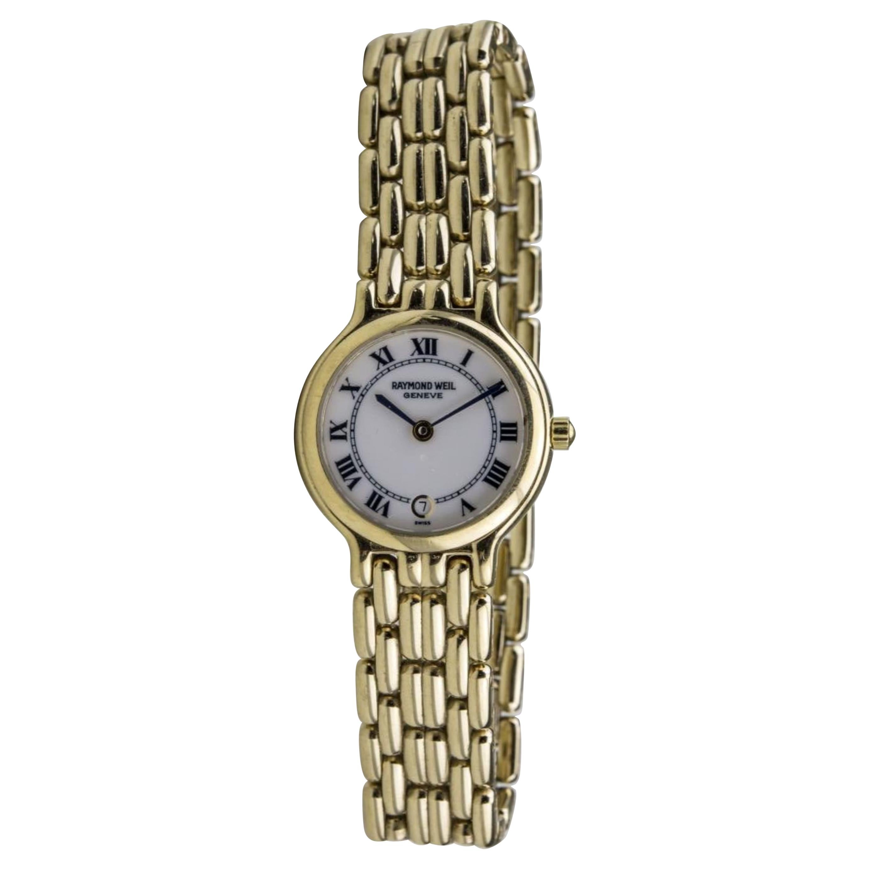 18 Karat Gold Vermeil Raymond Weil Ladies Wristwatch For Sale