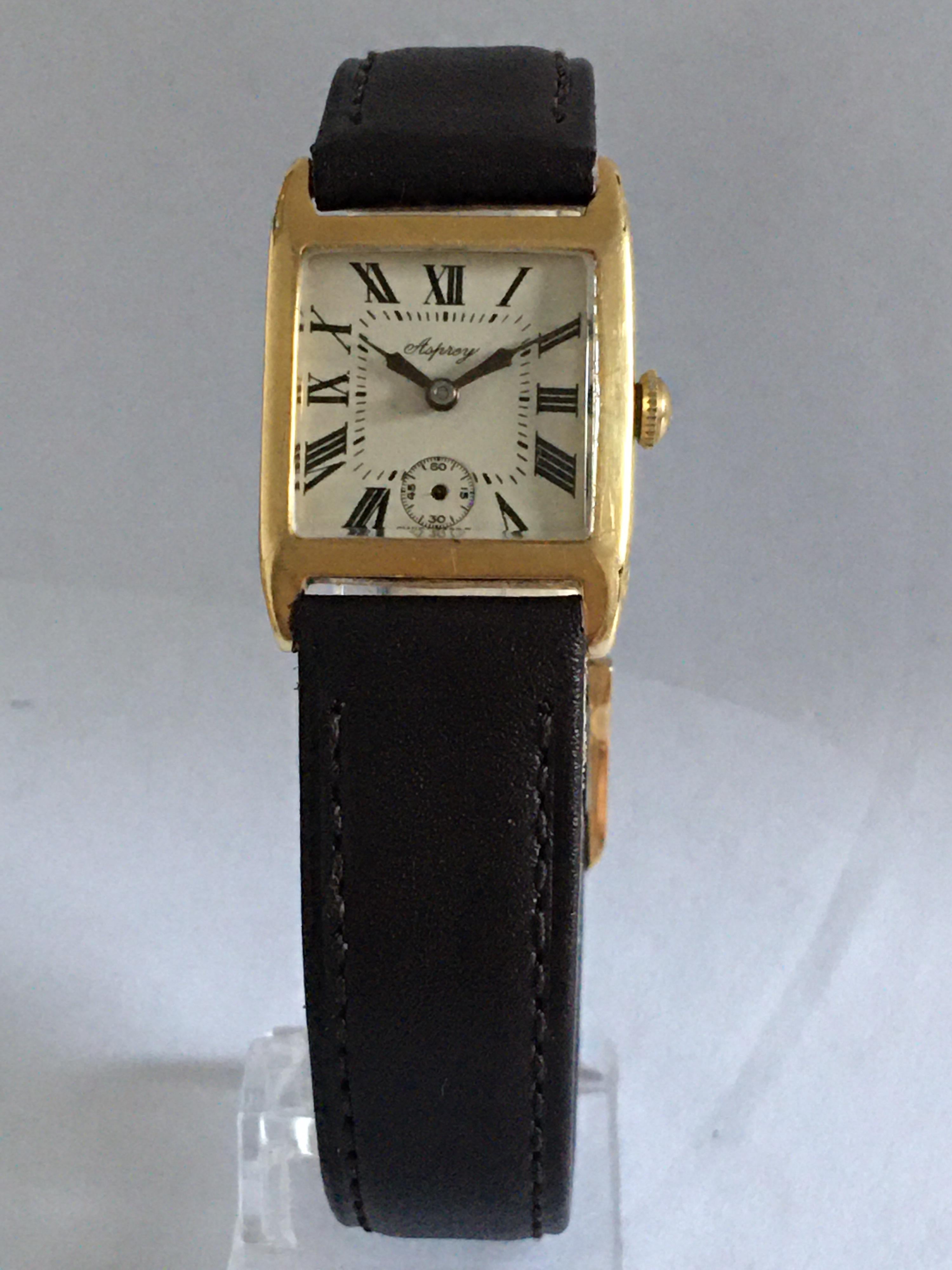 18 Karat Gold Vintage 1930s Asprey Ladies Watch For Sale 8