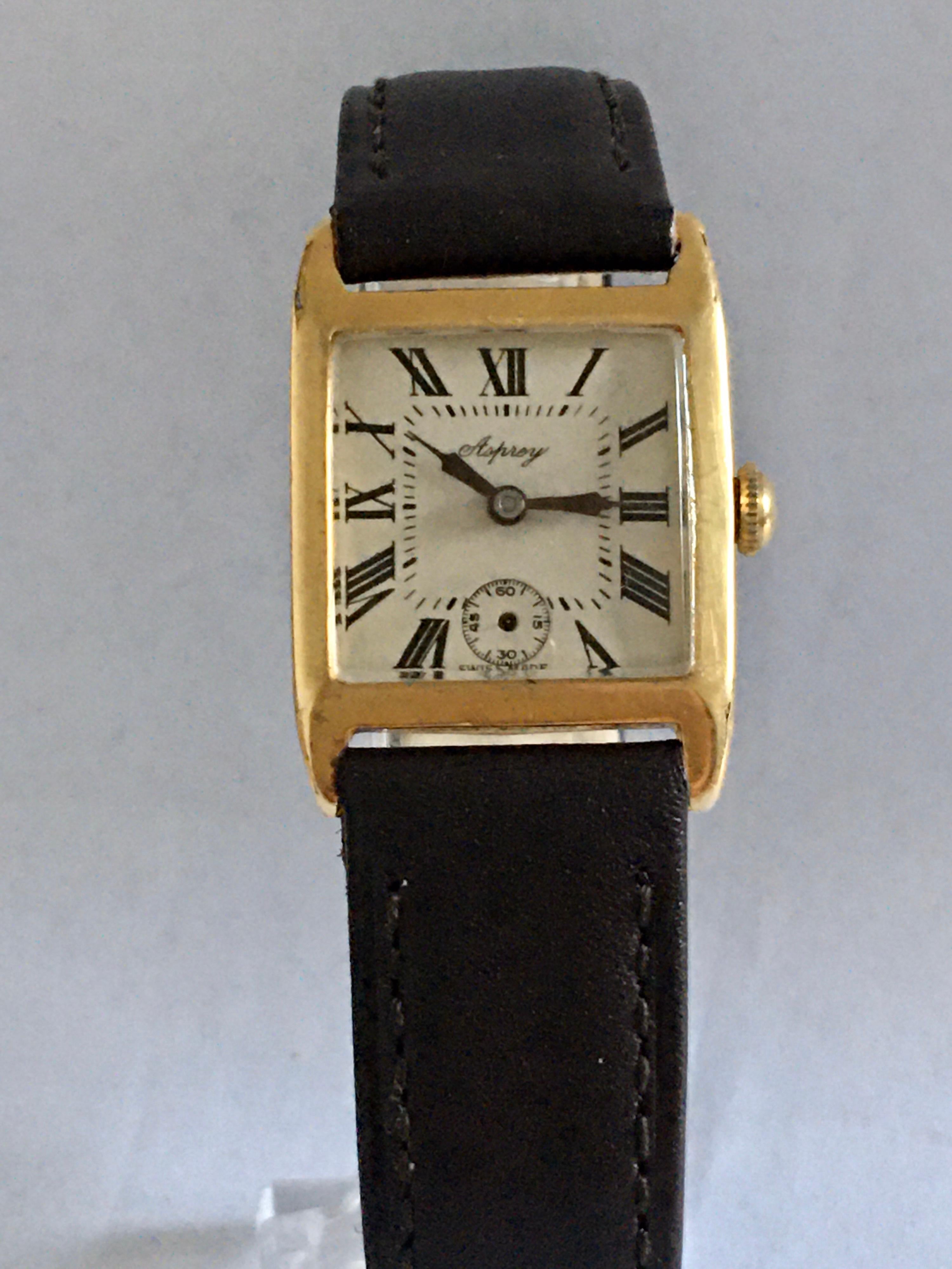 18 Karat Gold Vintage 1930s Asprey Ladies Watch For Sale 9