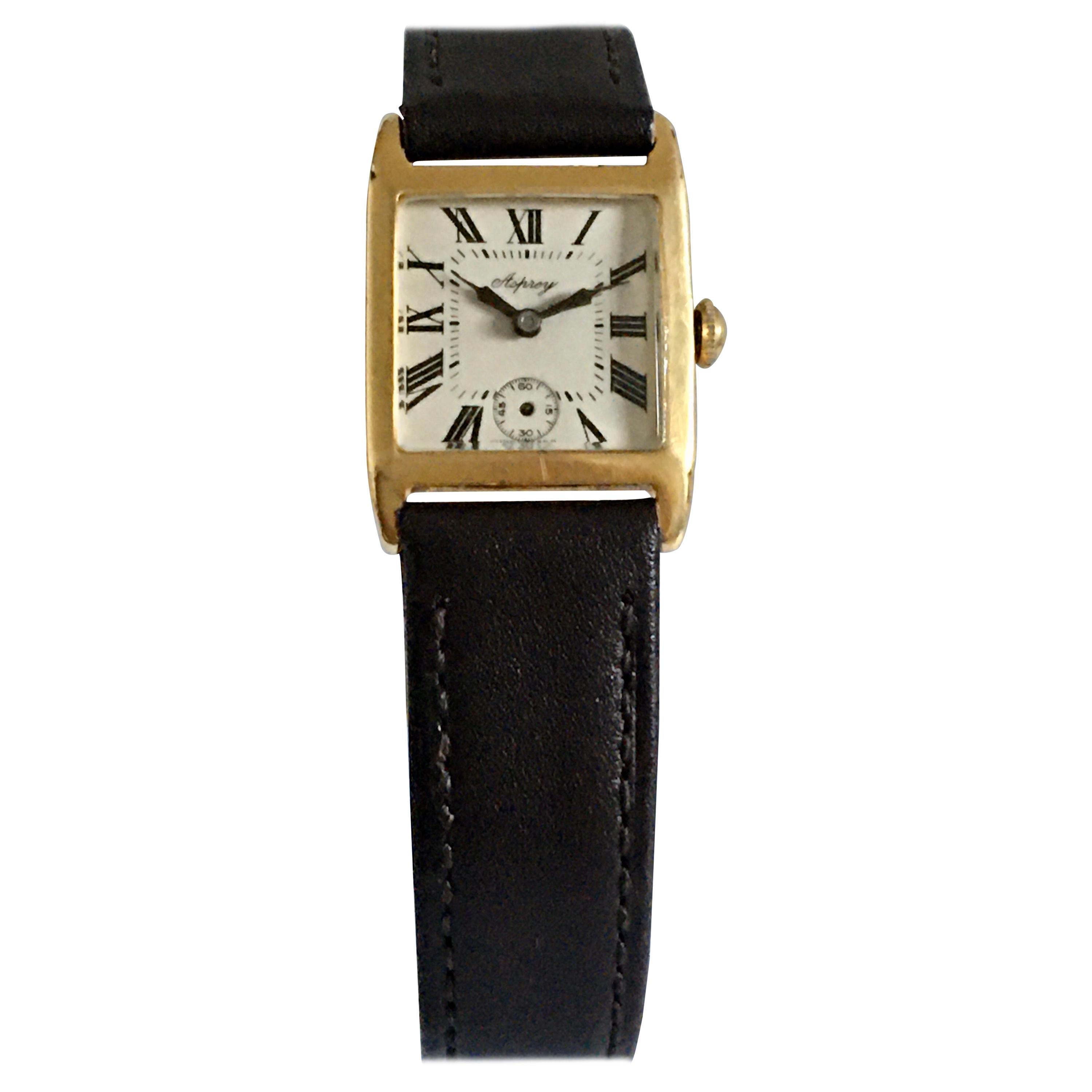 18 Karat Gold Vintage 1930s Asprey Ladies Watch For Sale