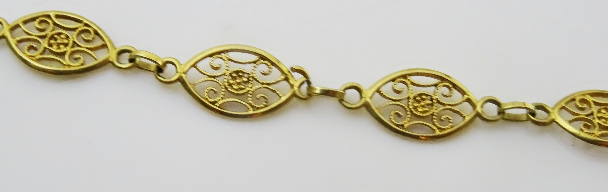 18 karat Gold Vintage French Link Necklace In Excellent Condition For Sale In Jerusalem, IL