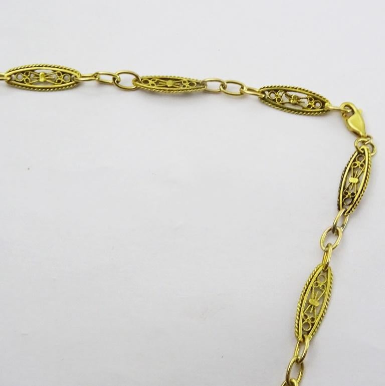 18 karat Gold Vintage Handmade French element Necklace In Excellent Condition For Sale In Jerusalem, IL