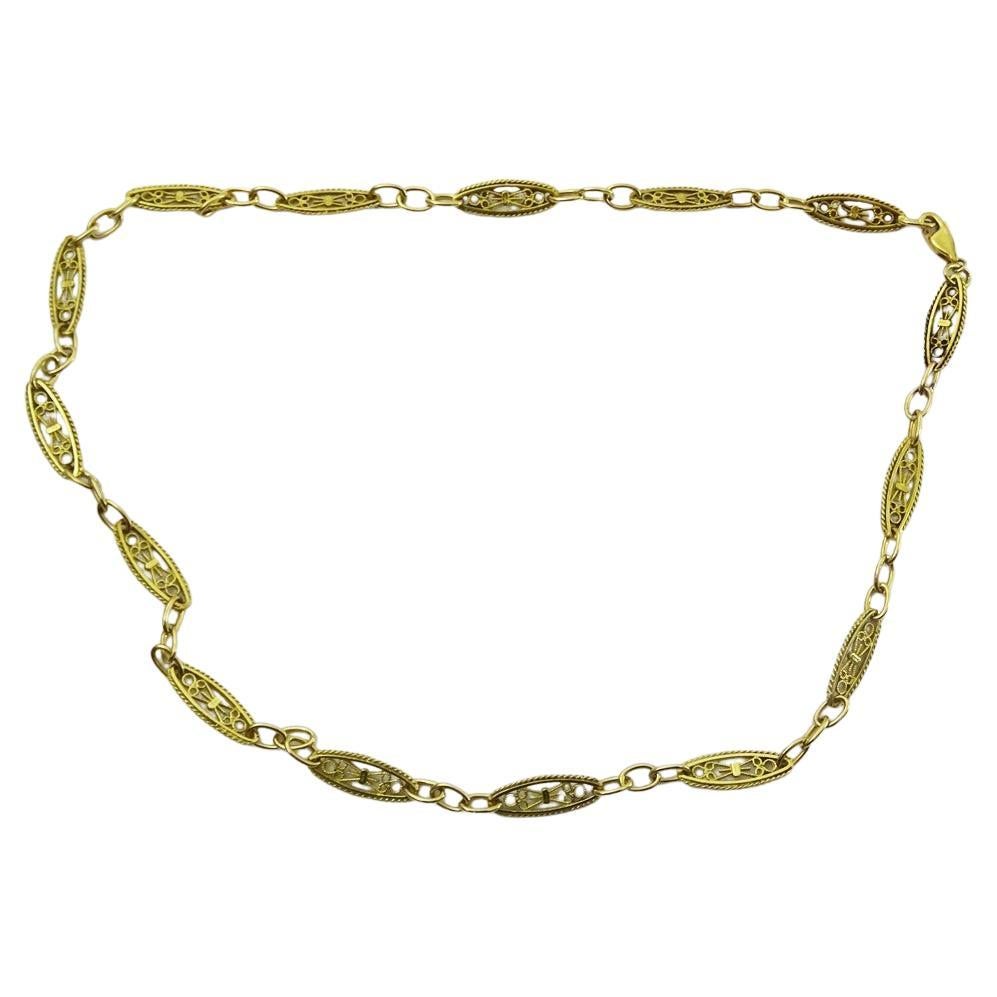 18 karat Gold Vintage Handmade French element Necklace For Sale